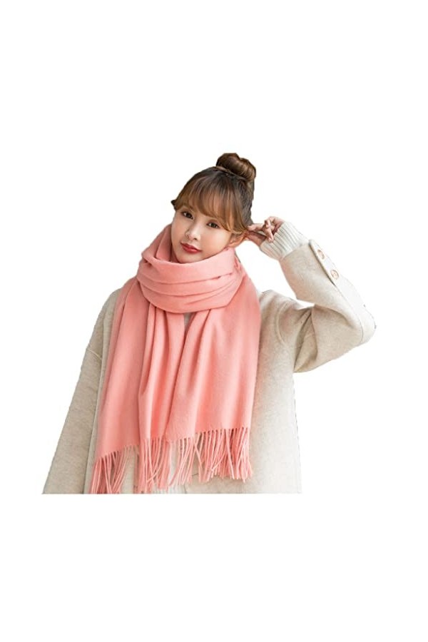 Tlilyy Femmes Laine Hiver écharpes Glands Solides enveloppes et châles Luxe Chaud écharpe écharpes Longues écharpes Douces po