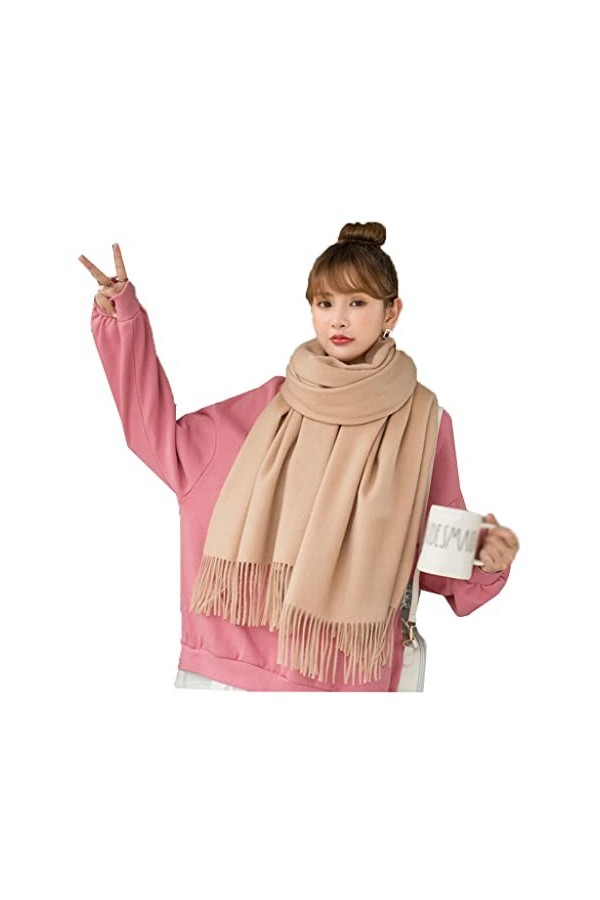 Tlilyy Femmes Laine Hiver écharpes Glands Solides enveloppes et châles Luxe Chaud écharpe écharpes Longues écharpes Douces po
