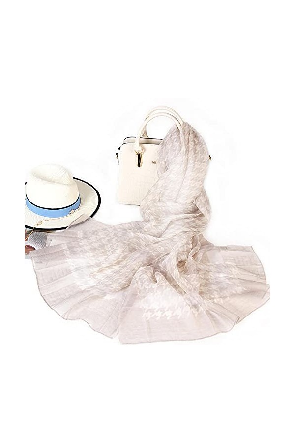 WLLLO Écharpe en laine fine printemps et automne Écharpe longue en soie pour femme Écharpe en soie sauvage pour mère dâge mo