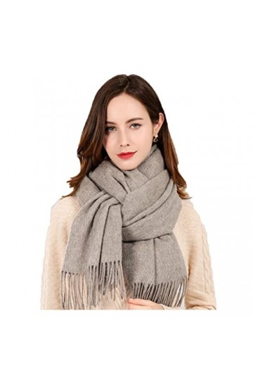 Tlilyy Écharpe en Laine dhiver pour Femmes châles épaissir Chaud Doux écharpes Solides Longs Glands écharpes 70.8x27.5in pou