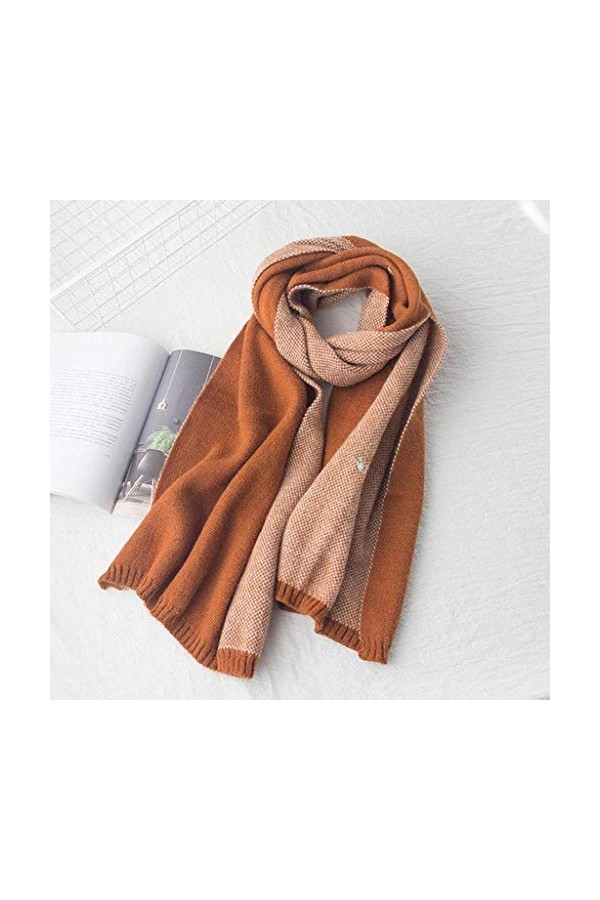 Tricoté Laine Chaude Écharpe Femmes Automne Et Hiver Épaississement Étudiant Broderie Bavoir Double Usage Color : D 