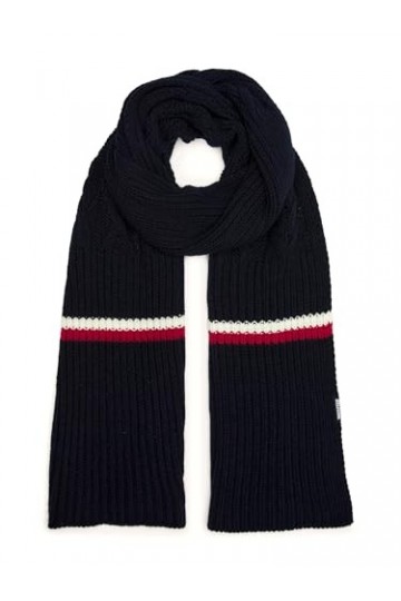 Tommy Hilfiger TH Monotype Écharpe épaisse en tricot Bleu spatial, Bleu espace