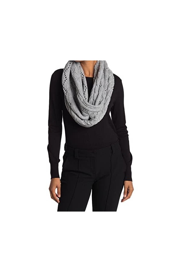 MICHAEL KORS Pointelle Cable Knit Infinity Scarf Pearl Heather Grey