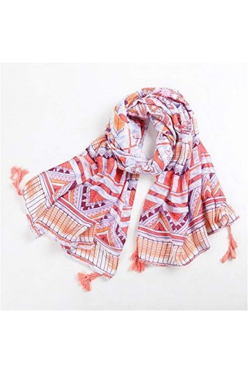 Dames Foulards de mode pour femmes Écharpe à motifs géométriques Grande écharpe en soie à franges Écharpe pour femmes Écharpe