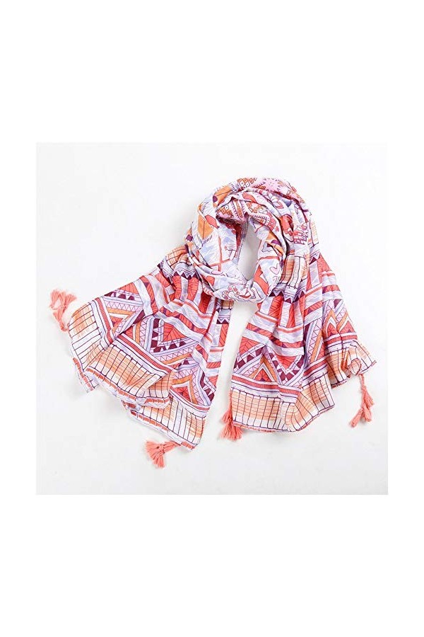 Dames Foulards de mode pour femmes Écharpe à motifs géométriques Grande écharpe en soie à franges Écharpe pour femmes Écharpe