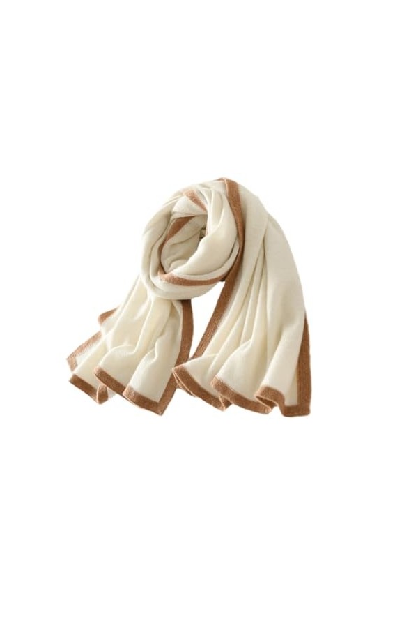 TZUFA Écharpe tricotée en cachemire solide pour femmes, écharpe dautomne et dhiver pour hommes, écharpe douce et chaude