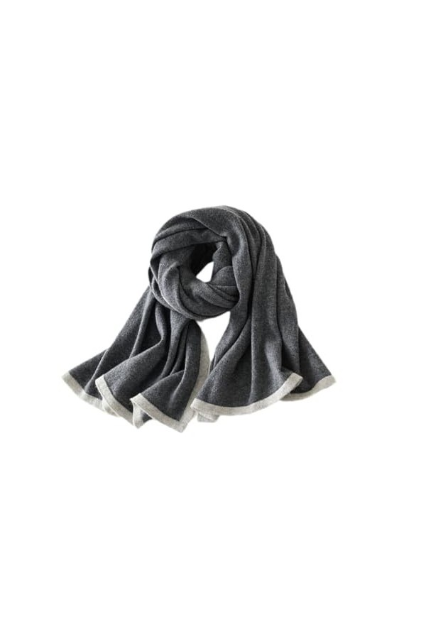 TZUFA Écharpe tricotée en cachemire solide pour femmes, écharpe dautomne et dhiver pour hommes, écharpe douce et chaude