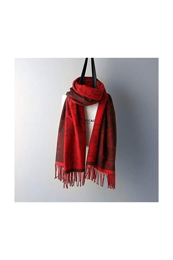 Nouvelle écharpe pour femme écharpe dhiver chaude avec pompon châle dessin animé mignon écharpe en cachemire double face co