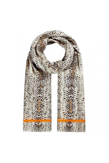 CODELLO Écharpe pour femme - Brillance élégante - Imprimé animal - 90 % modal, 10 % soie - 100 x 180 cm - Beige - One Size