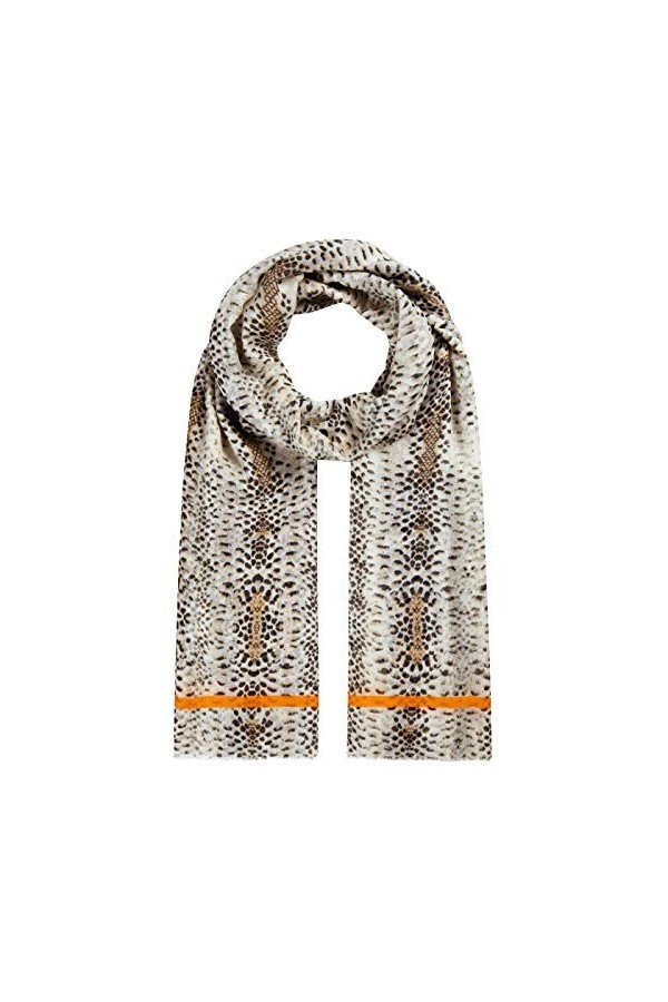 CODELLO Écharpe pour femme - Brillance élégante - Imprimé animal - 90 % modal, 10 % soie - 100 x 180 cm - Beige - One Size