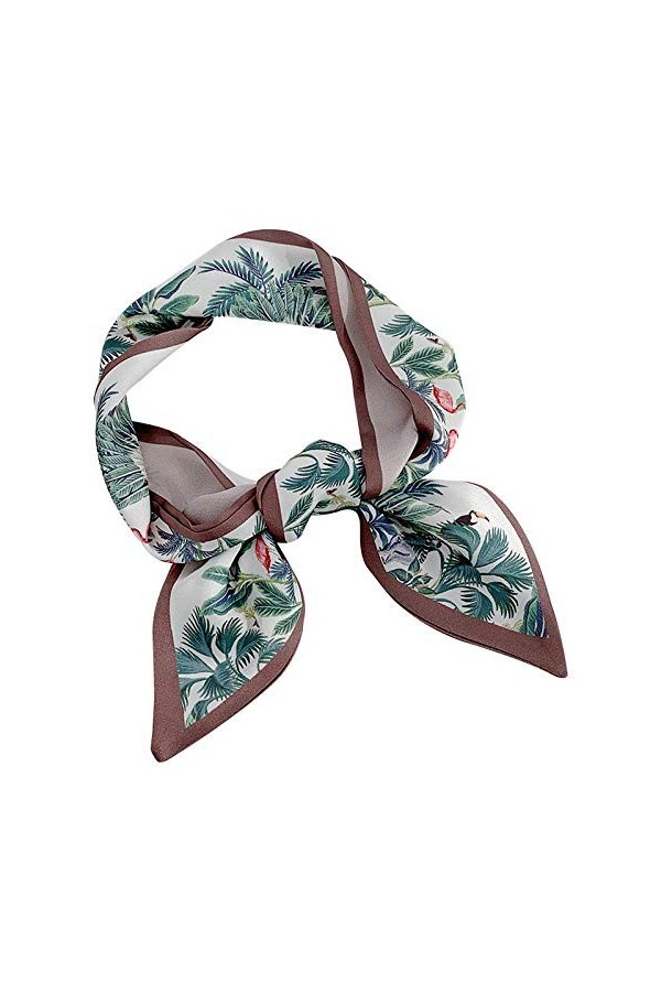 TONZN Petite écharpe carrée pour femme, longue écharpe en soie pointue assortie, écharpe carrée unie en mousseline de soie v