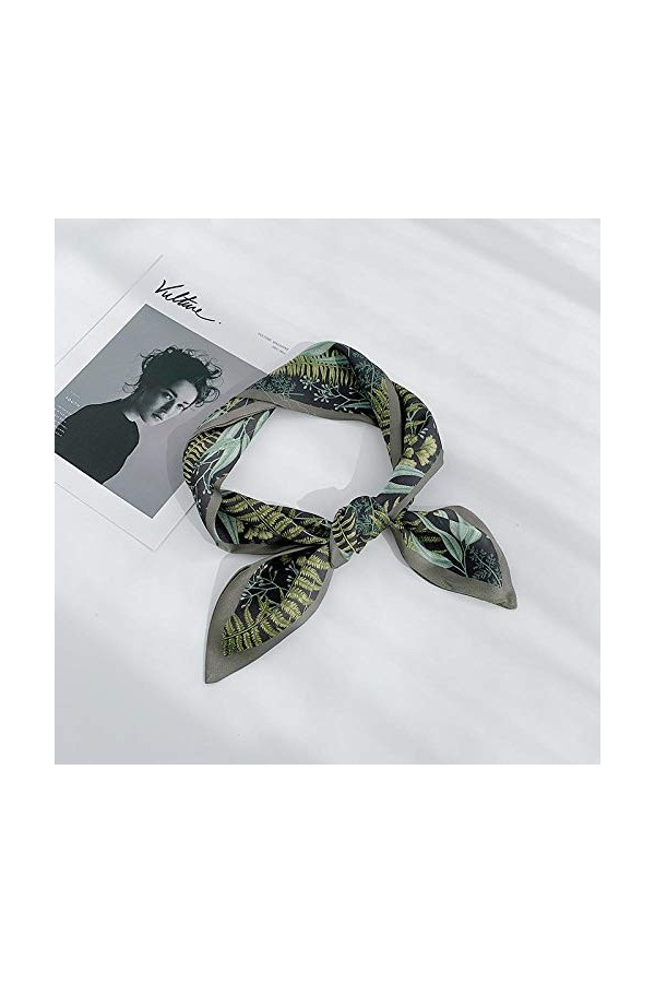 TONZN Petite écharpe carrée pour femme, longue écharpe en soie pointue assortie, écharpe carrée unie en mousseline de soie v