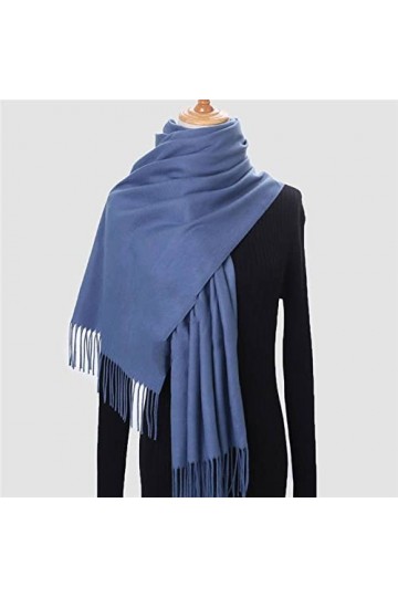 Écharpe Femme - Longue Écharpe Hiver Femme Cachemire Classique Solide Pashmina Feeling Gland Châle Hiver Chaud Écharpes Grand