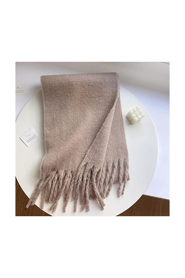 Samnuerly Écharpe pour Femme - Écharpe dhiver Garder au Chaud Laine Couleur Unie Grand Épaissir Chaud Longue Taille Femmes É