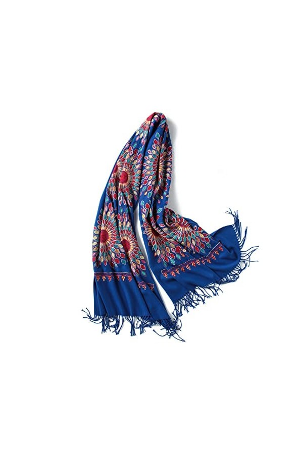 Écharpe pour femme - Écharpes brodées Écharpe en cachemire épais pour hommes Écharpe chaude et douce par temps froid pour lh