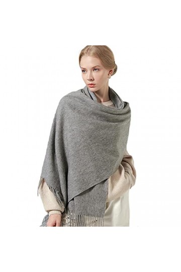 OVLAJ Echarpe Femme Hiver Écharpe en Laine Femmes Châles Chauds Et Wraps pour Les Dames Volées-Grey,180X60Cm