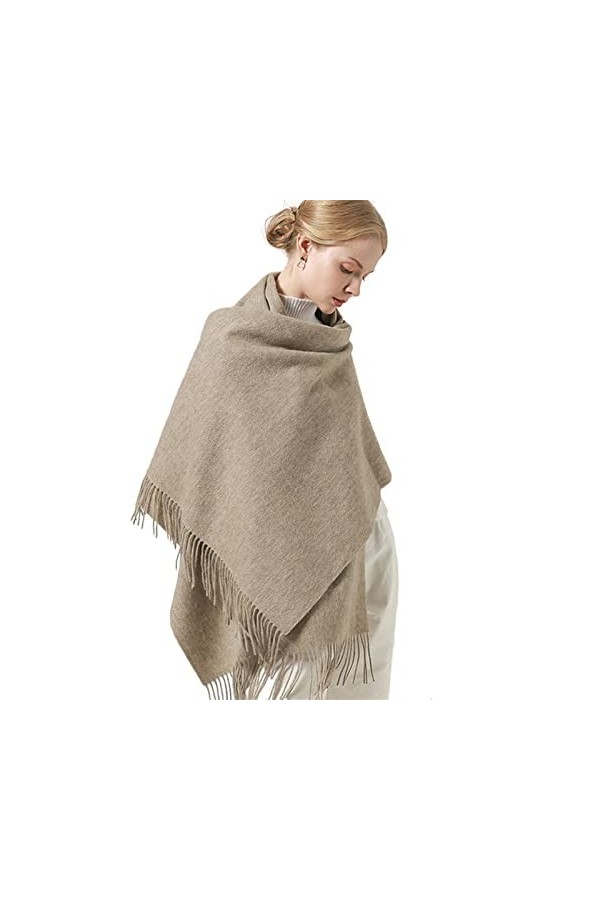 OVLAJ Echarpe Femme Hiver Écharpe en Laine Femmes Châles Chauds Et Wraps pour Les Dames Volées-Grey,180X60Cm
