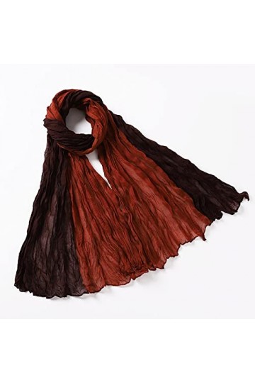 Écharpe pour femme - Écharpe froissée Design de couleur dégradée et écharpe pour femme Écharpe longue Écharpe chaude Cape Cad