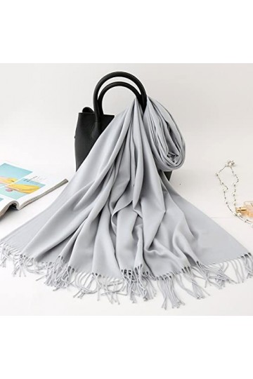 Écharpe Femme - Hiver Printemps Femme Écharpe Cachemire Classique Solide Pashmina Feeling Châle Hiver Chaud Écharpes Grandes 