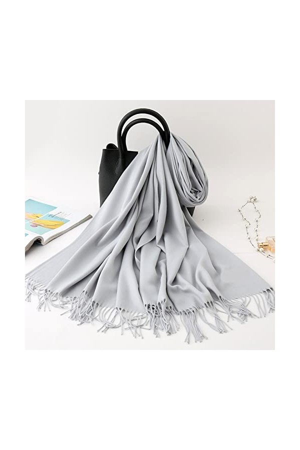 Écharpe Femme - Hiver Printemps Femme Écharpe Cachemire Classique Solide Pashmina Feeling Châle Hiver Chaud Écharpes Grandes 