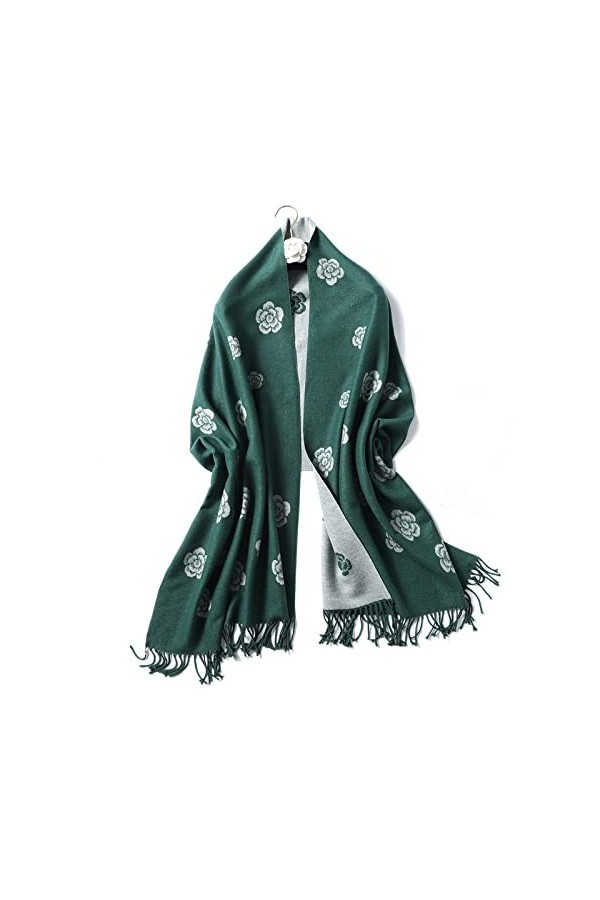 Écharpe pour femme – Écharpe dhiver pour femme classique imprimé floral châles et écharpes épaisses chaudes pashmina mode gl