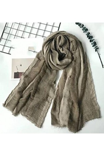 Écharpe pour femme - Écharpe dhiver en coton et lin rayé à carreaux à bulles longues écharpes pour femmes châle mode hommes 