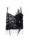 Boland 36000 - Sac à main Flapper, noir, 19 x 19 cm, paillettes, perles, plumes, scintillement, charleston, années 20, carnav