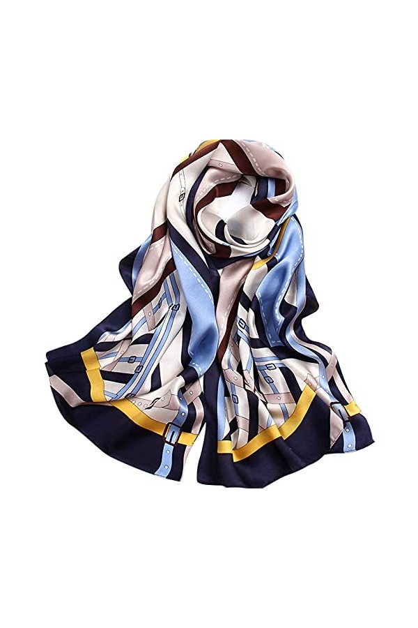 RILOOP Foulards en soie, écharpe élégante en soie de mûrier pour femmes, écharpes légères et douces chaque saison pour lhive