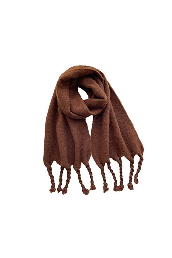 Écharpe pour femme - Longue écharpe en laine dhiver pour garder au chaud Couleur unie Grand Épaissir Chaud Longue Taille Éch