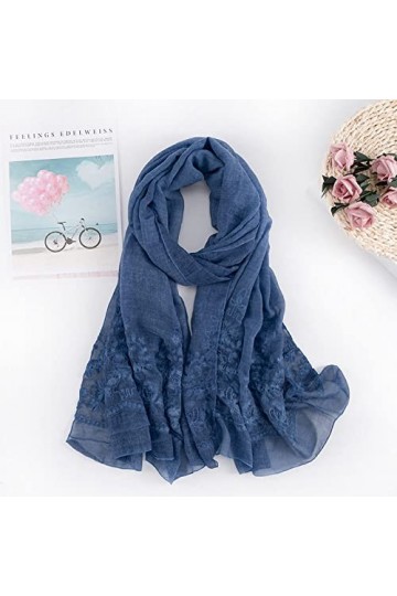 Écharpe pour femme - Écharpes dhiver Dirty Dyed Soft Plain Châle Doux Foulard Viscose Broderie Écharpe Hiver Wrap Châles Mod