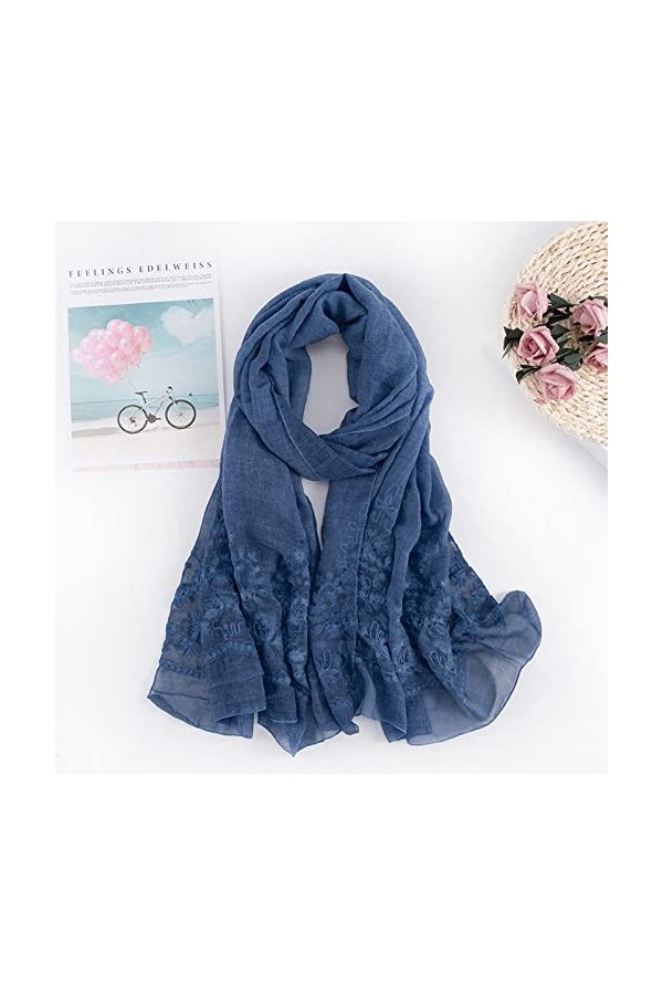 Écharpe pour femme - Écharpes dhiver Dirty Dyed Soft Plain Châle Doux Foulard Viscose Broderie Écharpe Hiver Wrap Châles Mod