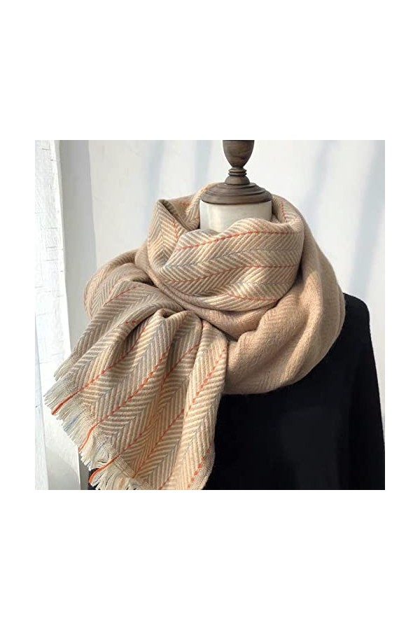 Écharpe pour femme - Écharpe en cachemire dhiver Automne Hiver Écharpe chaude à chevrons pour femme Lady Soft Châles Léger L