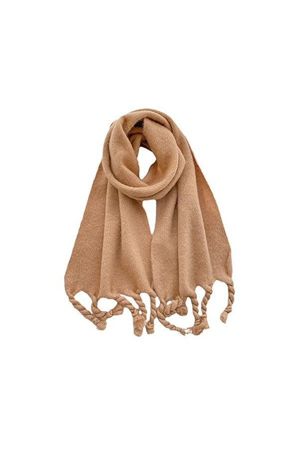 Écharpe pour femme - Écharpe longue en laine dhiver à la mode légère pour garder au chaud Couleur unie Grande écharpe chaude