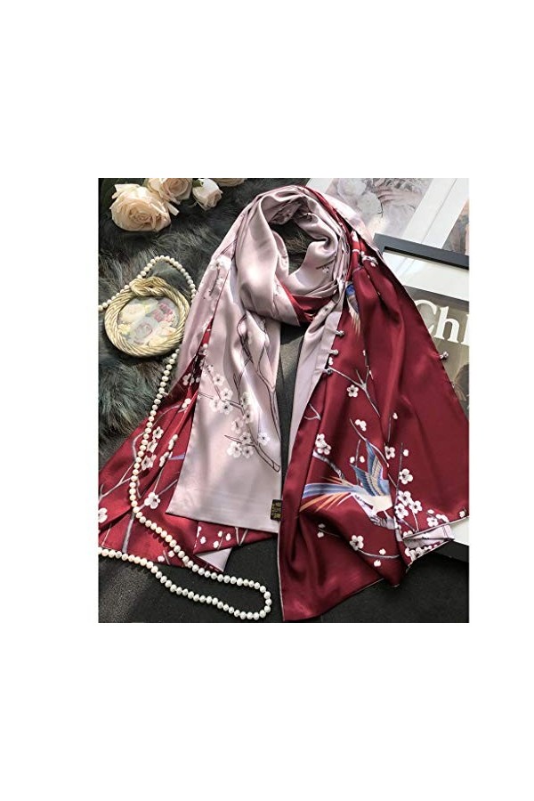 Mère Soie Écharpe Femmes Sauvage Longue Soie Écharpe en Soie Châle Printemps et Automne Soie Écharpe