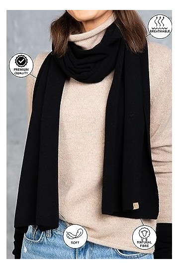 KNITAS Écharpe tricotée en laine mérinos et cachemire pour homme et femme I Écharpe chaude tricotée automne hiver I Écharpe c