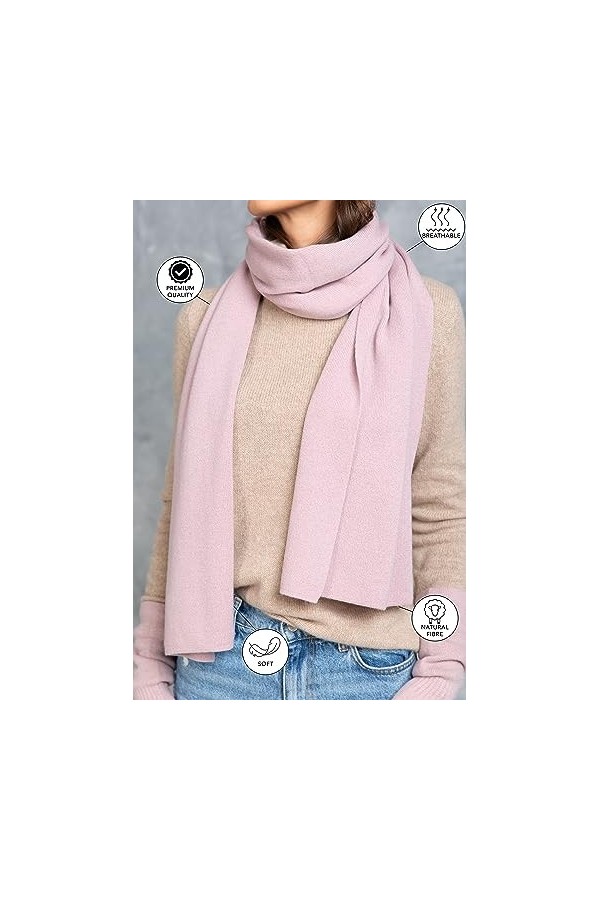 KNITAS Écharpe tricotée en laine mérinos et cachemire pour homme et femme I Écharpe chaude tricotée automne hiver I Écharpe c