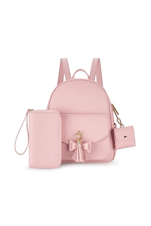 ECOSUSI Petit Sac à Dos Femme Mini Sacs Portés Dos Ados Elegant Chic Imperméable en Cuir PU, Style Loisir Ville Collège, Ense