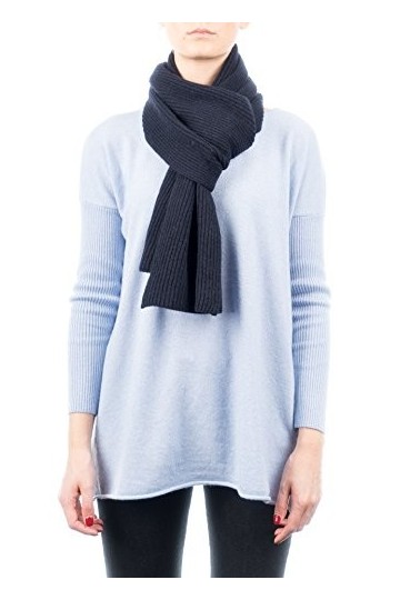 DALLE PIANE CASHMERE - Écharpe à côtes 100% cachemire - Femme/Homme, Couleur: Bleu, Taille unique
