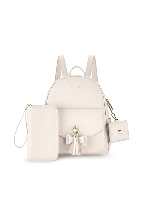 ECOSUSI Petit Sac à Dos Femme Mini Sacs Portés Dos Ados Elegant Chic Imperméable en Cuir PU, Style Loisir Ville Collège, Ense