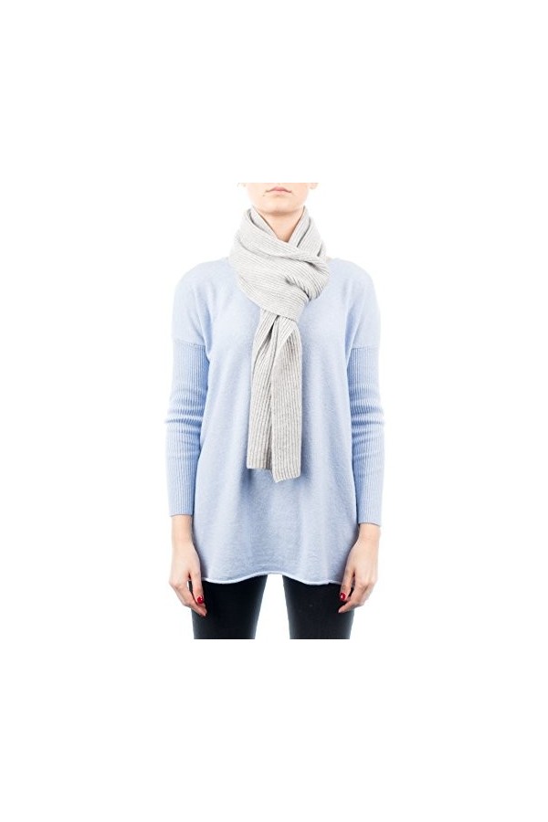 DALLE PIANE CASHMERE - Écharpe à côtes 100% cachemire - Femme/Homme, Couleur: Bleu, Taille unique