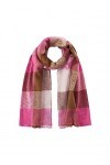 Codello Écharpe pour femme en laine élégante avec motif à carreaux tissés, Rose, taille unique