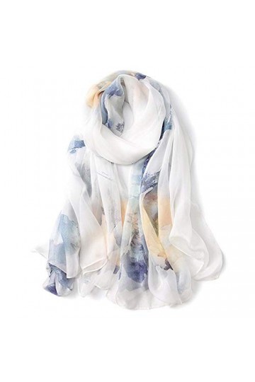 Écharpes Foulard en Soie pour Femmes Impression de Protection Solaire Gaze Section Mince Châle en Soie Gland Châle Long Embal