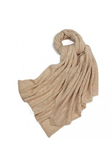 HOTDAY Écharpe creuse en cachemire pur de couleur unie pour femmes, écharpe dhiver et chaude, kaki, taille unique