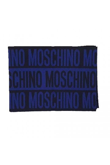 Moschino Grand foulard bleu logo, bleu, 30x180cm