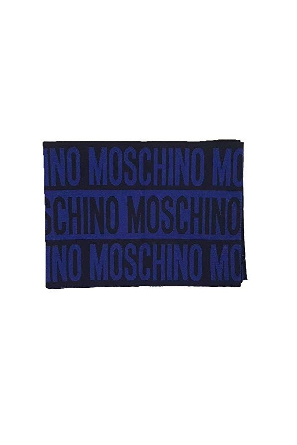 Moschino Grand foulard bleu logo, bleu, 30x180cm