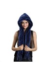 BeFur Écharpe Avec Chapeau En Fourrure De Lapin Femme Écharpe Châle Chaud Hiver Color 13