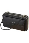 Sacs Bandoulière Femme Pochette Téléphone Portable avec Porte Cartes et 2 Fermeture Eclair Portefeuille en Cuir PU avec Longu