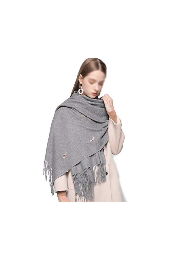 TYXL Foulard de Soie Femme, Écharpe Femmes Écharpe Dames Broderie Écharpe Femme Châle Automne et Hiver Mignon Étudiant Couple