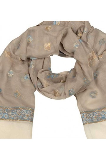 Adina Écharpe pour femme en coton et soie Gris