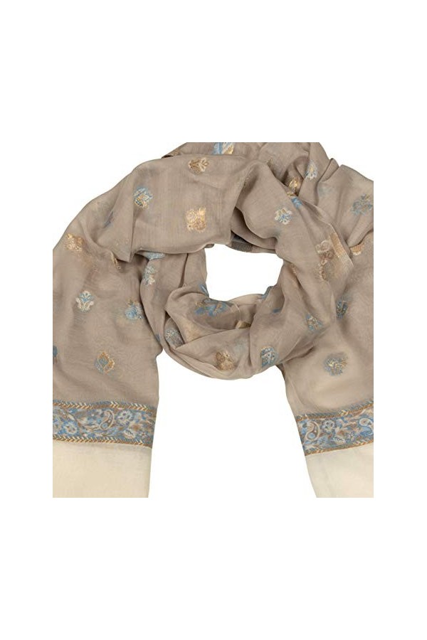 Adina Écharpe pour femme en coton et soie Gris